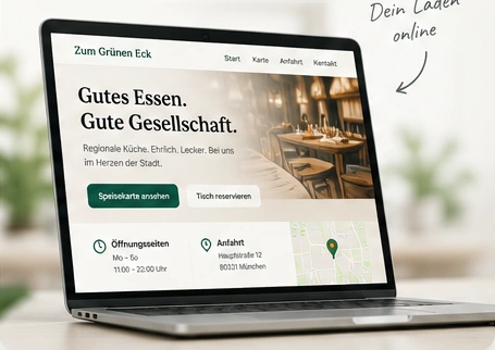 Restaurant-Website auf einem Laptop